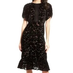 Foxiedox Black Sheath Midi Dress with Dolman Cap Sleeves